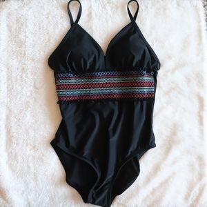 Black one-piece swimsuit
